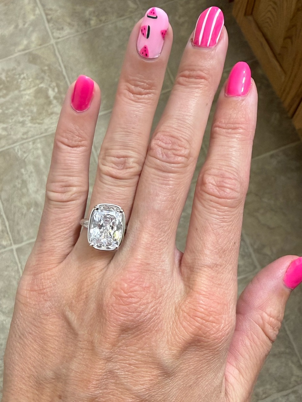 Sterling Forever Silver Elongated Cushion Cocktail Ring